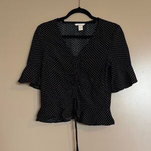 Black Polka Dot Women's Top